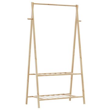 Gossi cuier pentru haine cu rafturi, 96x45,5x150,5 cm, bambus