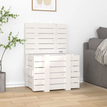 Gossi cutie de depozitare, alb, 58x40,5x42 cm, lemn masiv de pin