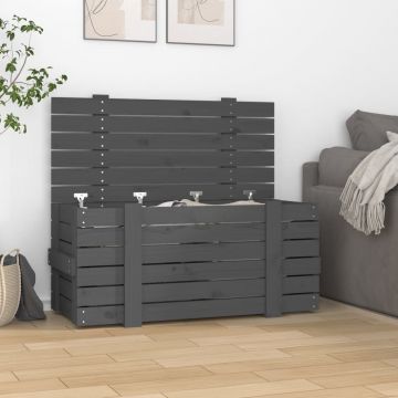 Gossi cutie de depozitare, gri, 91x40,5x42 cm, lemn masiv de pin