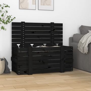 Gossi cutie de depozitare, negru, 91x40,5x42 cm, lemn masiv de pin