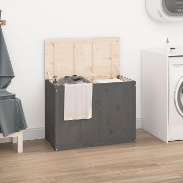 Gossi cutie de rufe, gri, 88,5x44x66 cm, lemn masiv de pin