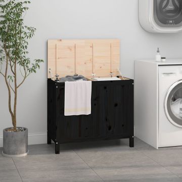 Gossi cutie de rufe, negru, 88,5x44x76 cm, lemn masiv de pin