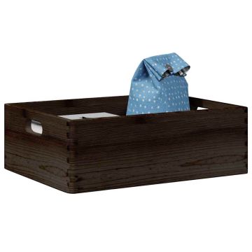 Gossi cutie din lemn cu manere negru 40x30x13 cm lemn masiv de pin