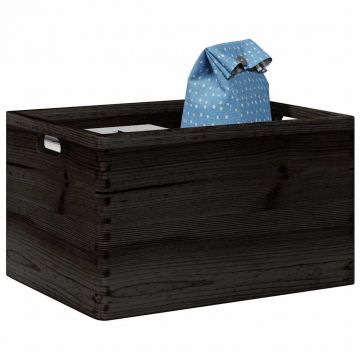 Gossi cutie din lemn cu manere negru 40x30x23 cm lemn masiv de pin