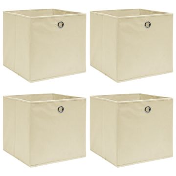 Gossi cutii de depozitare, 4 buc., crem, 32x32x32 cm, textil