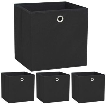Gossi cutii de depozitare, 4 buc., negru 32x32x32 cm material netesut