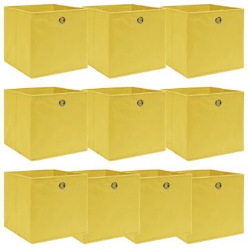 Gossi cutii depozitare, 10 buc., galben, 32x32x32 cm, textil
