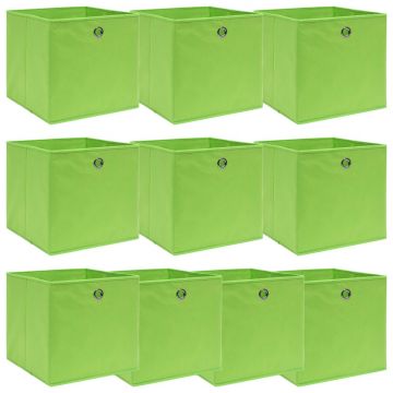 Gossi cutii depozitare, 10 buc., verde, 32x32x32 cm, textil