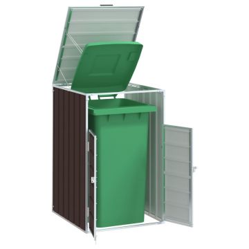 Gossi depozitare cos gunoi cu roti, 1 cos, maro, 72x81x115 cm, otel