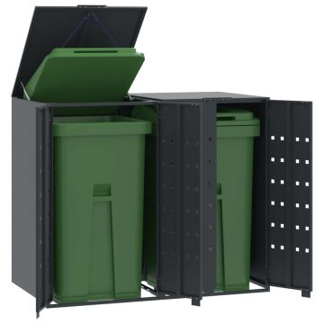 Gossi depozitare cos gunoi roti 2 cosuri antracit 138x79x117 cm otel