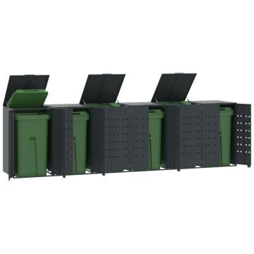 Gossi depozitare cos gunoi roti 6 cosuri antracit 414x79x117 cm otel
