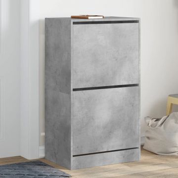 Gossi dulap de pantofi 2 sertare rabatabile, gri beton, 60x42x108 cm