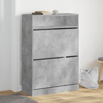 Gossi dulap de pantofi 2 sertare rabatabile, gri beton, 80x34x116 cm