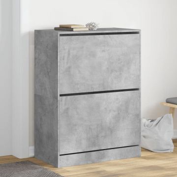 Gossi dulap de pantofi 2 sertare rabatabile, gri beton, 80x42x108 cm