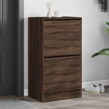 Gossi dulap de pantofi 2 sertare rabatabile, stejar maro, 60x42x108cm