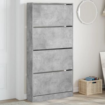 Gossi dulap de pantofi 4 sertare rabatabile, gri beton, 80x21x163,5cm