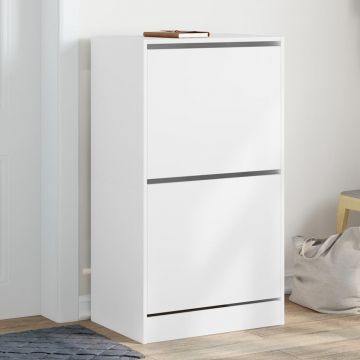 Gossi dulap de pantofi cu 2 sertare rabatabile, alb, 60x42x108 cm