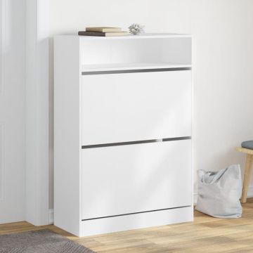 Gossi dulap de pantofi cu 2 sertare rabatabile, alb, 80x34x116 cm