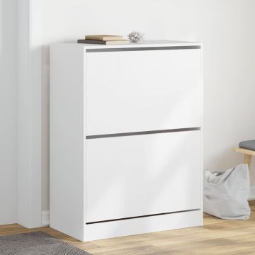 Gossi dulap de pantofi cu 2 sertare rabatabile, alb, 80x42x108 cm
