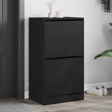 Gossi dulap de pantofi cu 2 sertare rabatabile, negru, 60x42x108 cm