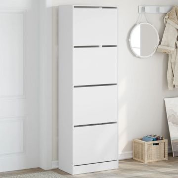 Gossi dulap de pantofi cu 4 sertare rabatabile, alb, 60x34x187,5 cm
