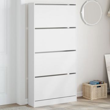 Gossi dulap de pantofi cu 4 sertare rabatabile, alb, 80x21x163,5 cm