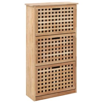 Gossi dulap depozitare pantofi, 55 x 20 x 104 cm, lemn masiv de nuc