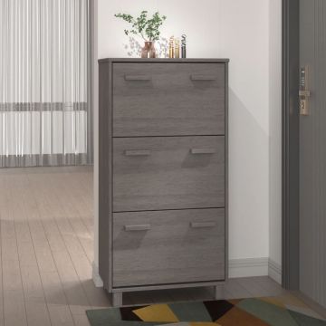 Gossi dulap pantofi, gri deschis, 59,5x35x117 cm, lemn masiv de pin