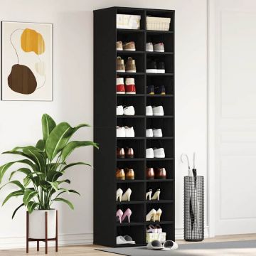 Gossi dulap pantofi stejar negru 54x34x183 cm lemn prelucrat