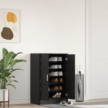 Gossi dulap pantofi stejar negru 60x35x92 cm lemn prelucrat