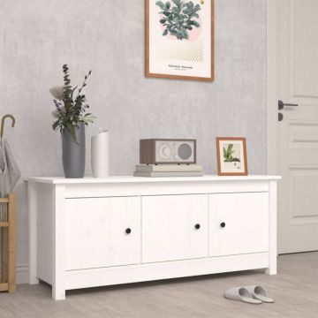 Gossi dulap pentru pantofi, alb, 110x38x45,5 cm, lemn masiv pin