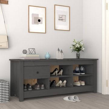 Gossi dulap pentru pantofi, gri, 110x38x45,5 cm, lemn masiv pin