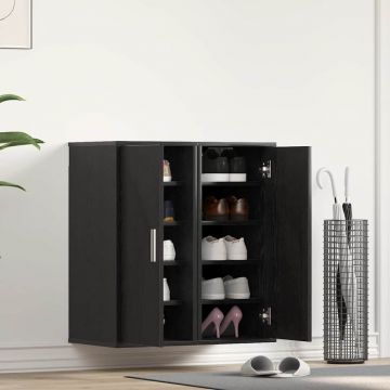 Gossi dulapuri pantofi 2 buc stejar negru 32x35x70 cm lemn prelucrat