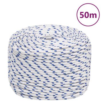 Gossi franghie de barca, alb, 8 mm, 50 m, polipropilena