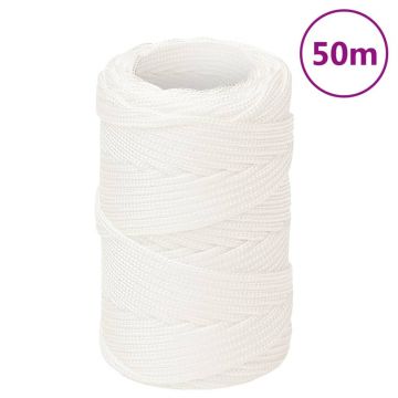 Gossi franghie de barca, alb complet, 2 mm, 50 m, polipropilena