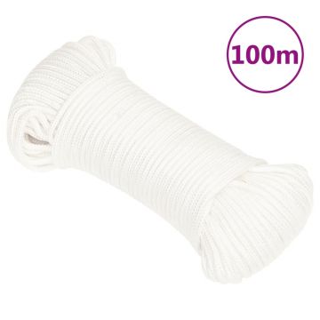 Gossi franghie de barca, alb complet, 4 mm, 100 m, polipropilena