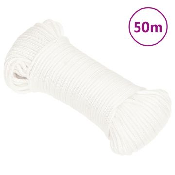 Gossi franghie de barca, alb complet, 5 mm, 50 m, polipropilena