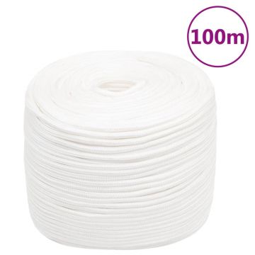 Gossi franghie de barca, alb complet, 6 mm, 100 m, polipropilena
