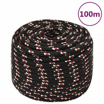 Gossi franghie de barca, negru, 12 mm, 100 m, polipropilena