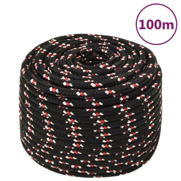Gossi franghie de barca, negru, 14 mm, 100 m, polipropilena