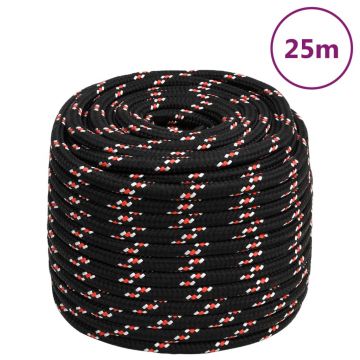 Gossi franghie de barca, negru, 16 mm, 25 m, polipropilena