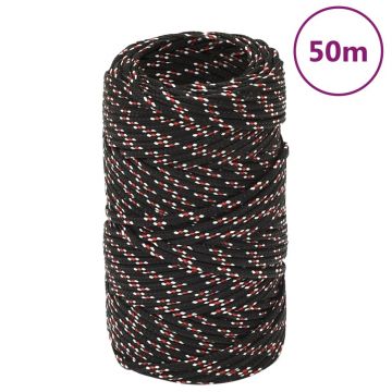 Gossi franghie de barca, negru, 2 mm, 50 m, polipropilena