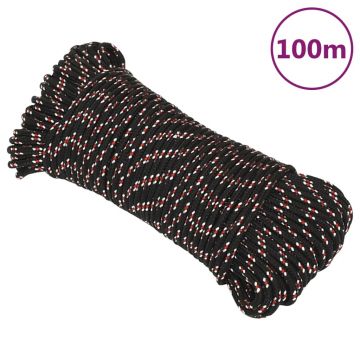 Gossi franghie de barca, negru, 4 mm, 100 m, polipropilena