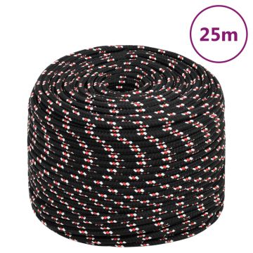 Gossi franghie de barca, negru, 6 mm, 25 m, polipropilena