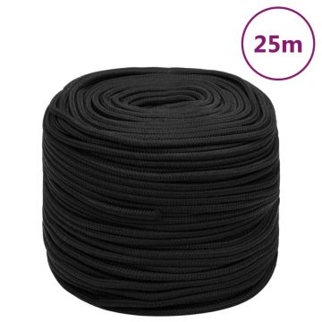 Gossi franghie de barca, negru complet, 10 mm, 25 m, polipropilena