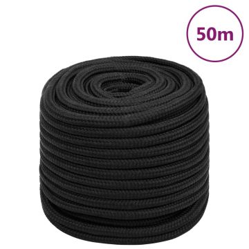 Gossi franghie de barca, negru complet, 16 mm, 50 m, polipropilena