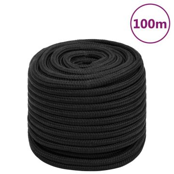 Gossi franghie de barca, negru complet, 18 mm, 100 m, polipropilena