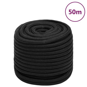 Gossi franghie de barca, negru complet, 18 mm, 50 m, polipropilena