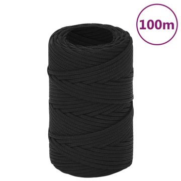 Gossi franghie de barca, negru complet, 2 mm, 100 m, polipropilena