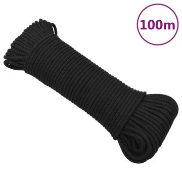 Gossi franghie de barca, negru complet, 3 mm, 100 m, polipropilena